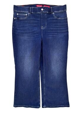 Spanx Wide Leg Jeans Size 1X Petite 24” Inseam Pull On Medium Wash Shaping Denim